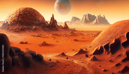 赤い惑星の火星表面。赤い惑星の探検と探検