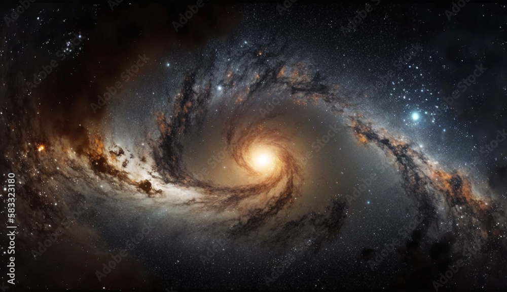 パノラマ天の川銀河、宇宙の星々と宇宙のチリ
