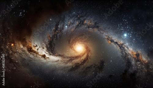 パノラマ天の川銀河、宇宙の星々と宇宙のチリ