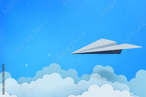 Paper plane on 3d illustration