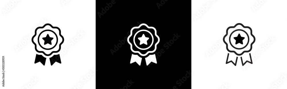 Award icon. badge with ribbons symbol. winning, prize, medal or badge signs, vector illustration Award icon. badge with ribbons symbol. winning, prize, medal or badge signs, vector illustration