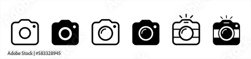 Camera icon set. photo camera in flat style symbol. photography camera line art signs, vector illustration