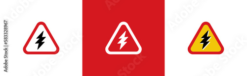 High voltage icon. danger symbol. warning, dangerous electrical voltage risk signs, vector illustration