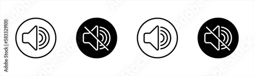 Speaker icon. loudspeaker symbol. speaker on and off sign. audio and video speaker volume level for apps and websites