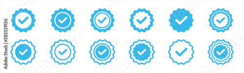 profile verification icon. approved or certified badge symbol. guarantee or quality signs, vector illustration