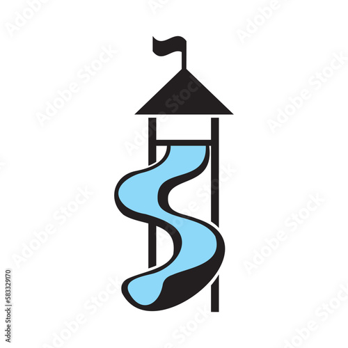 Water slide vector icon symbol