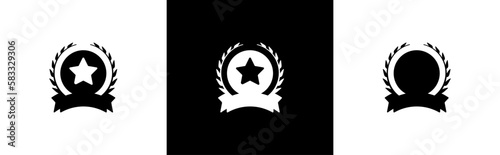 Award icon. badge with ribbons symbol. winning, prize, medal or badge signs, vector illustration