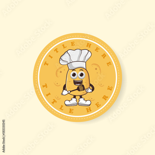 Illustration of a potato label wearing a chef's hat .suitable for your business