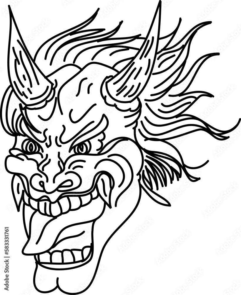 Obraz premium Hanya Demon mask Japanese style and design for tattoo.