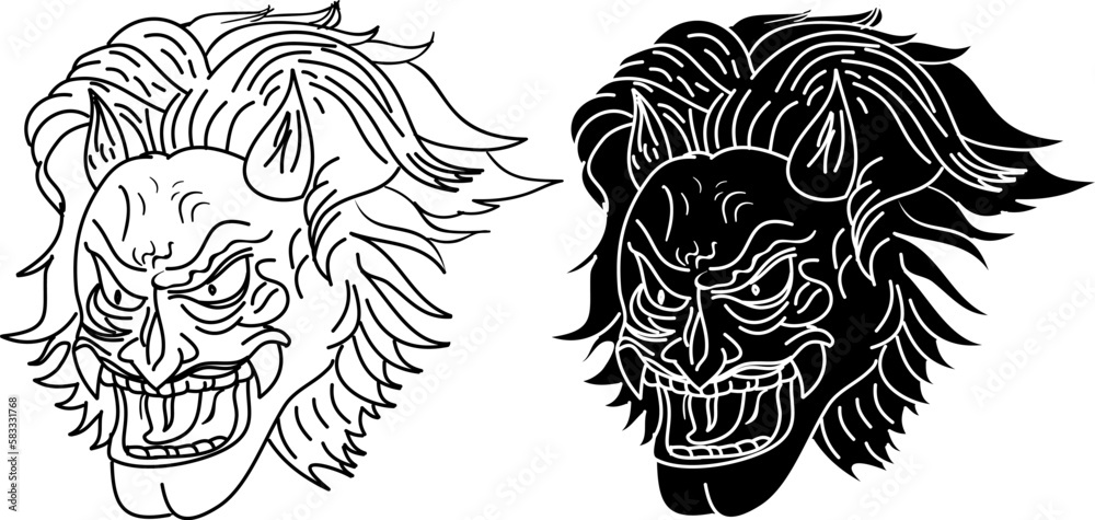 Obraz premium Hanya Demon mask Japanese style and design for tattoo.