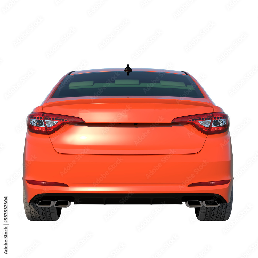 Orange car taxi 1- Back view png