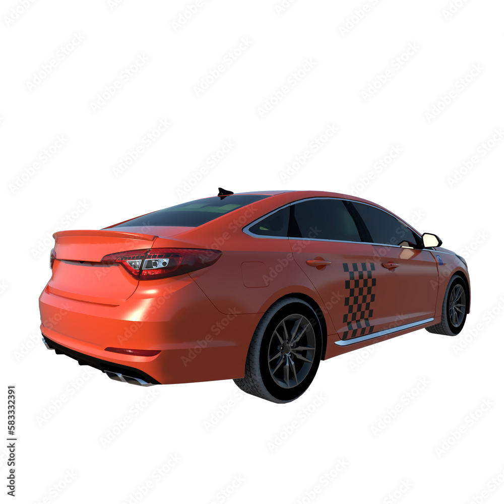 Orange car taxi 1- Perspective B view png