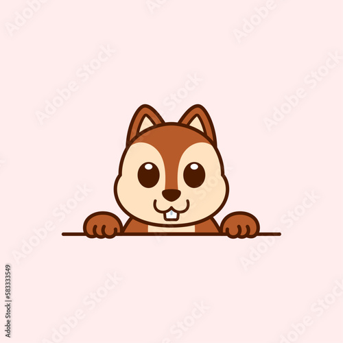 Cute Peeking Squirrel Vector Illustration