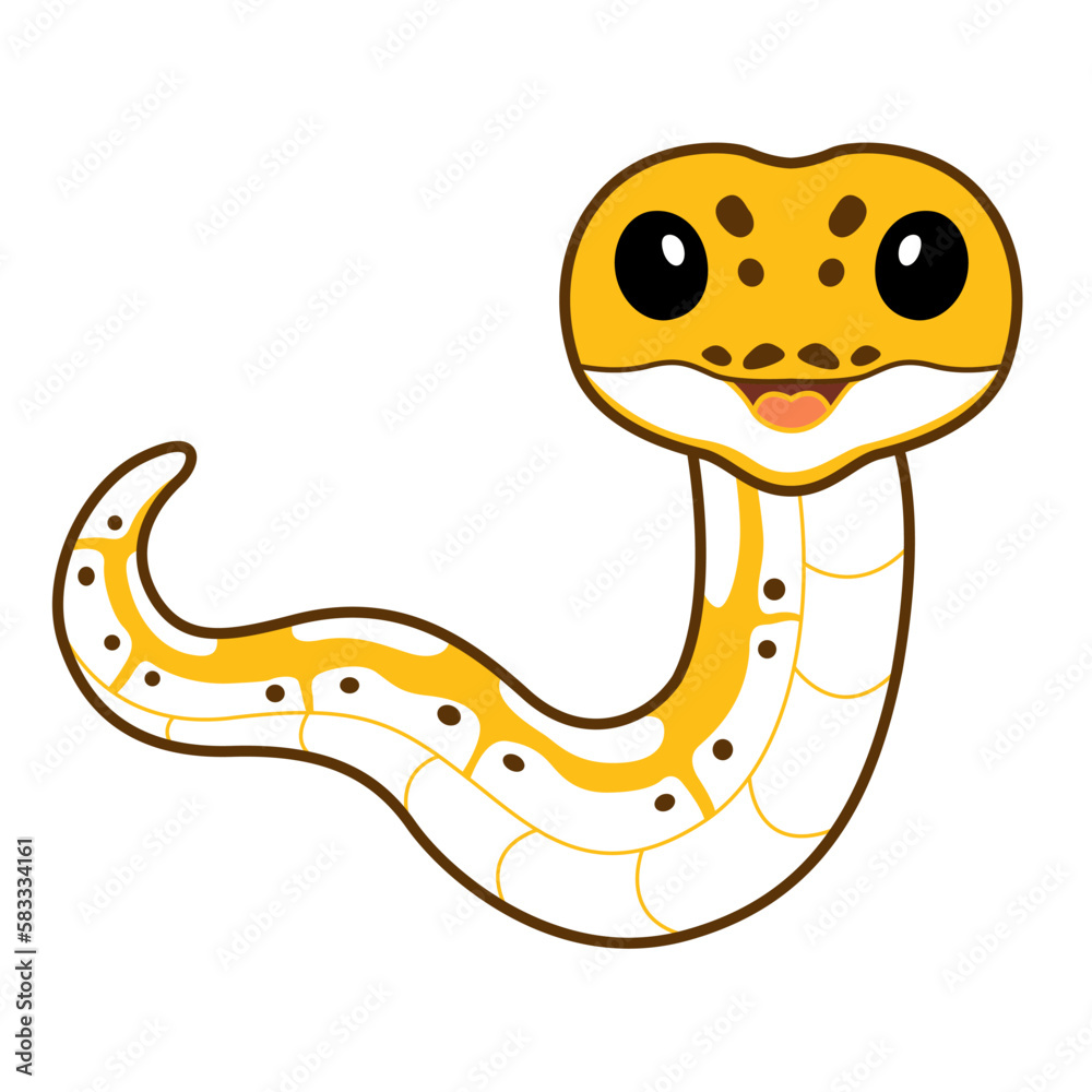 Fototapeta premium Cute pastel ivory ball python cartoon