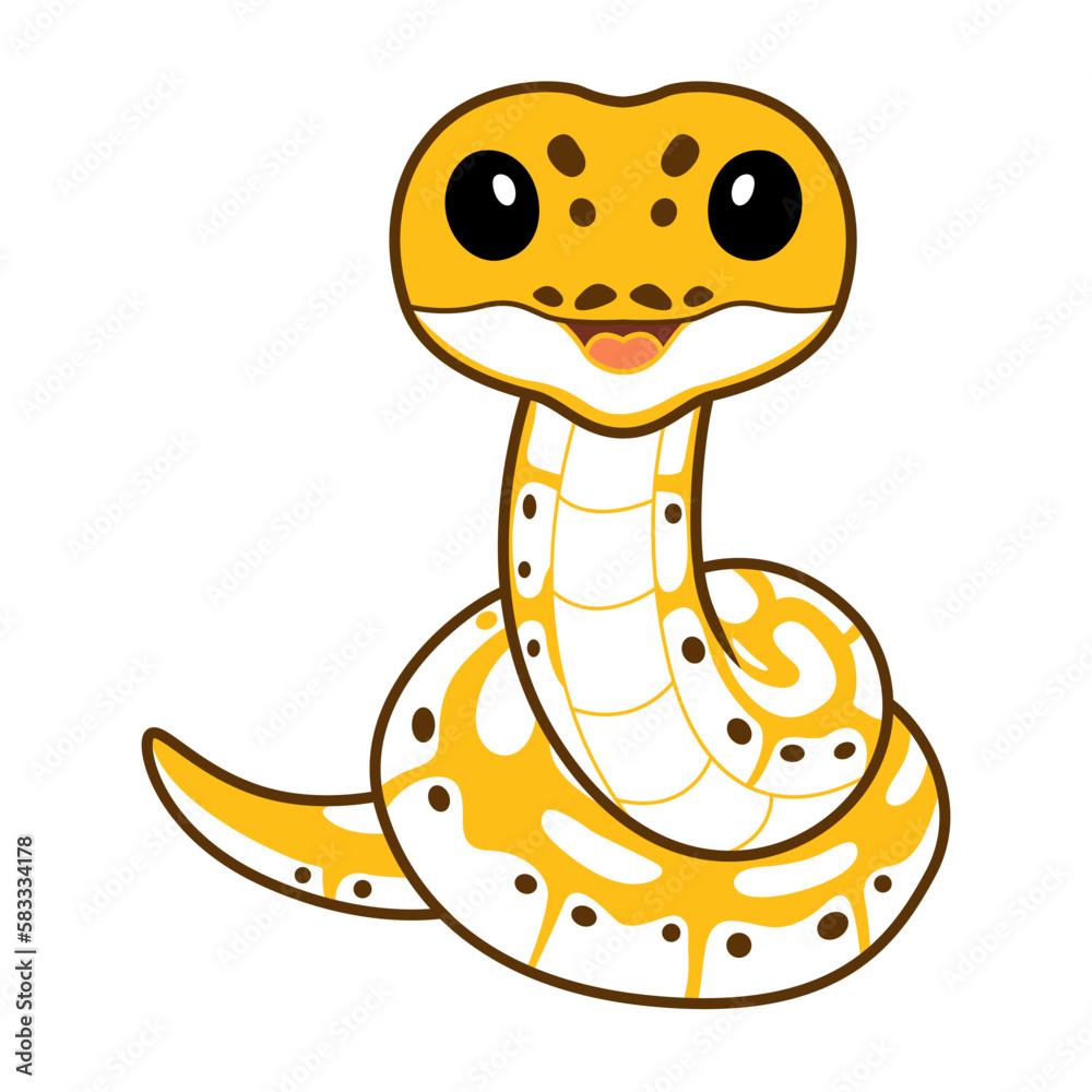 Fototapeta premium Cute pastel ivory ball python cartoon