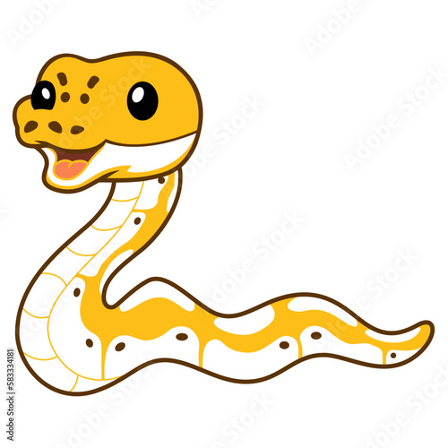 Cute pastel ivory ball python cartoon
