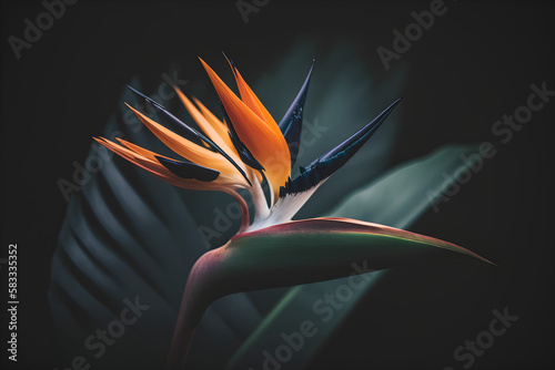 red and yellow flower, bird of paradise, Bird of Paradise flower, Bird of Paradise flower on black background