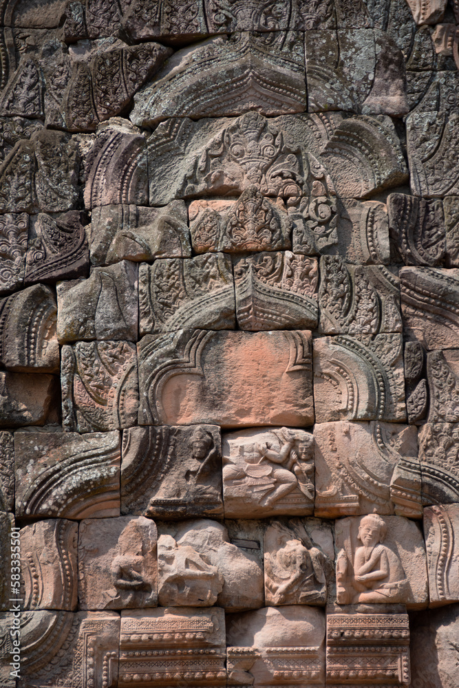 Carvings on the wall of Angkor Wat, Cambodia