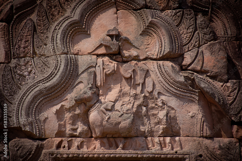 Carvings on the walls of Angkor Wat, Cambodia
