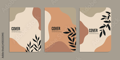 set of school book cover designs with hand drawn floral decorations. abstract retro botanical background. A4 size For notebooks, invitations, planners, brochures, books, catalogs