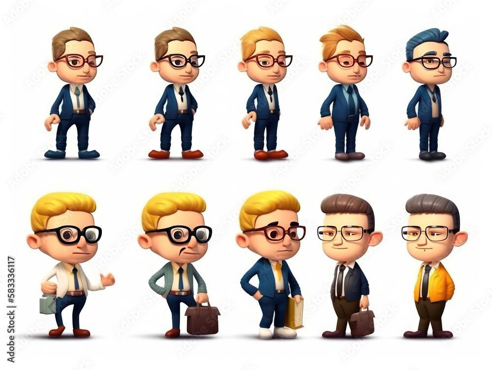 Cartoon character business man, people set. generative ai