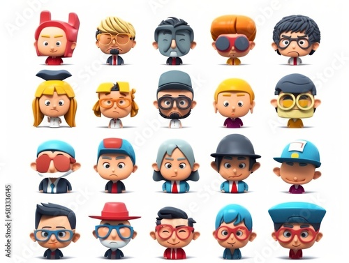 Wallpaper Mural Cartoon cute character people set boys and girls. Collection isolated on white background. generative ai Torontodigital.ca