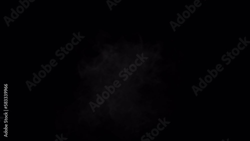 Aerial white smoke blowing overlay isolated on alpha background in 4K