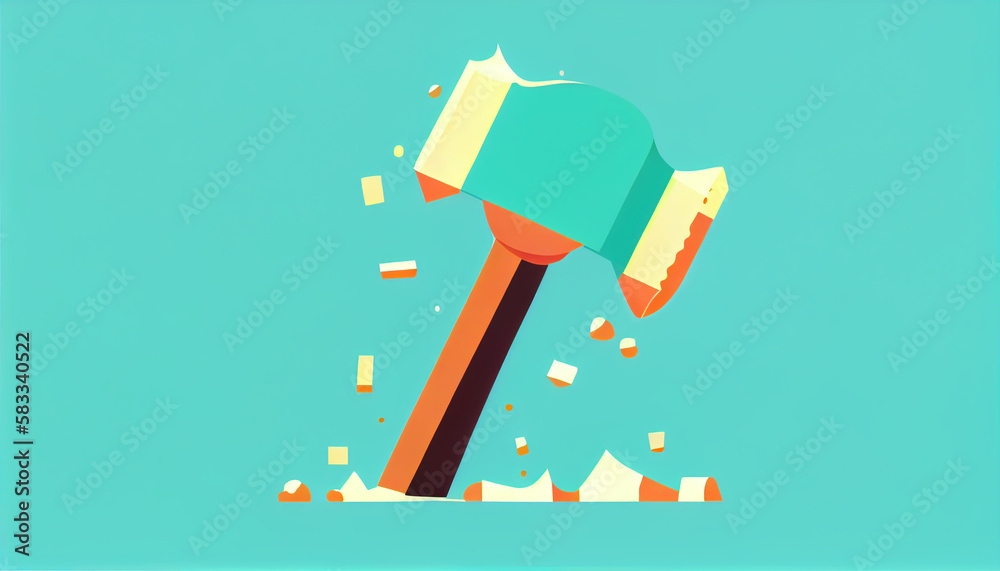 Foto hammer, minimalistic flat design illustration, Generative AI