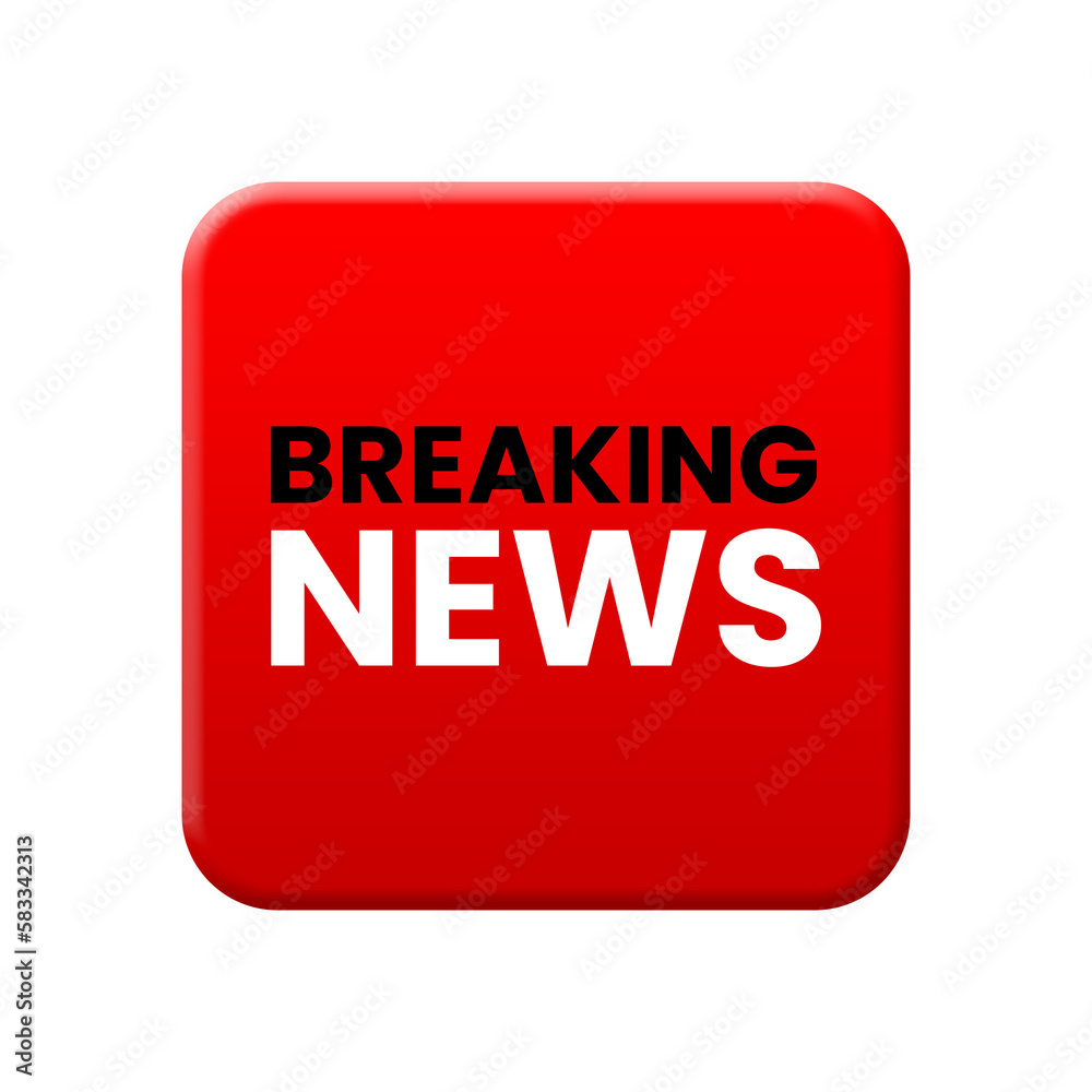 Breaking news lettering template png design element red button Breaking news lettering template png design element red button
