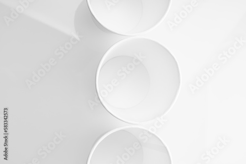 empty cardboard glasses close-up on a white background