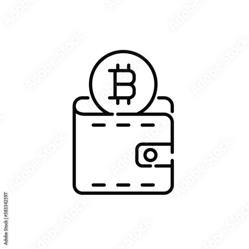 Bitcoin cryptocurrency wallet. Modern blockchain payment method. Pixel perfect, editable stroke icon