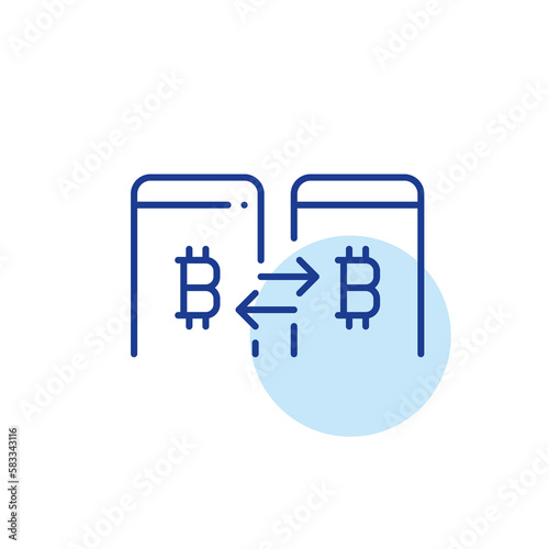 Bitcoin currency p2p payments. Cryptocurrency users. Pixel perfect, editable stroke line icon