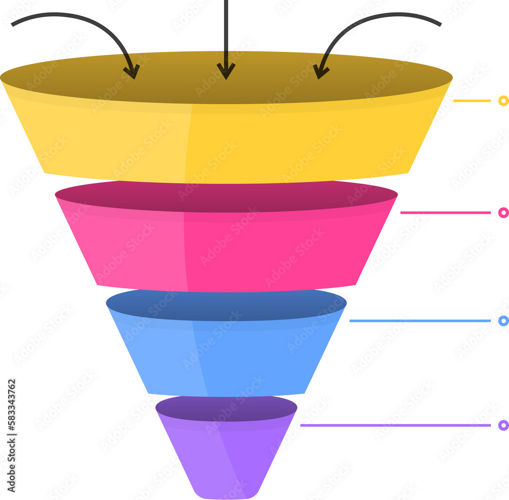 Funnel diagram with 4 elements, infographic template for web, business ...