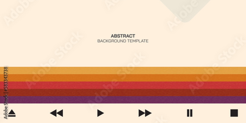 Abstract vector illustration background as a vintage video box with colorful strips and video player bottons.