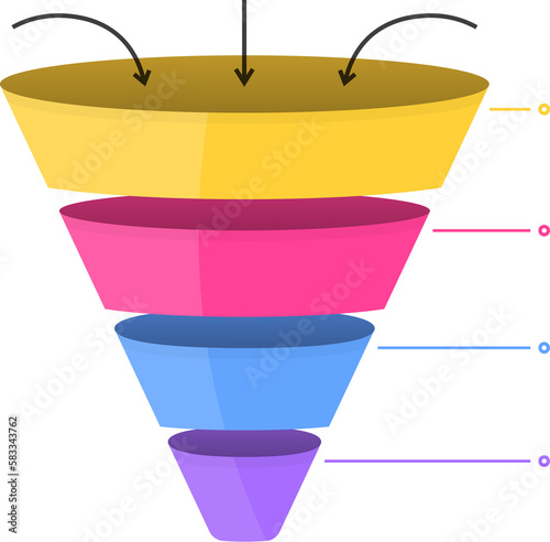 Funnel diagram with 4 elements, infographic template for web, business, presentations
