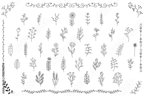 手描き植物アイコンセット