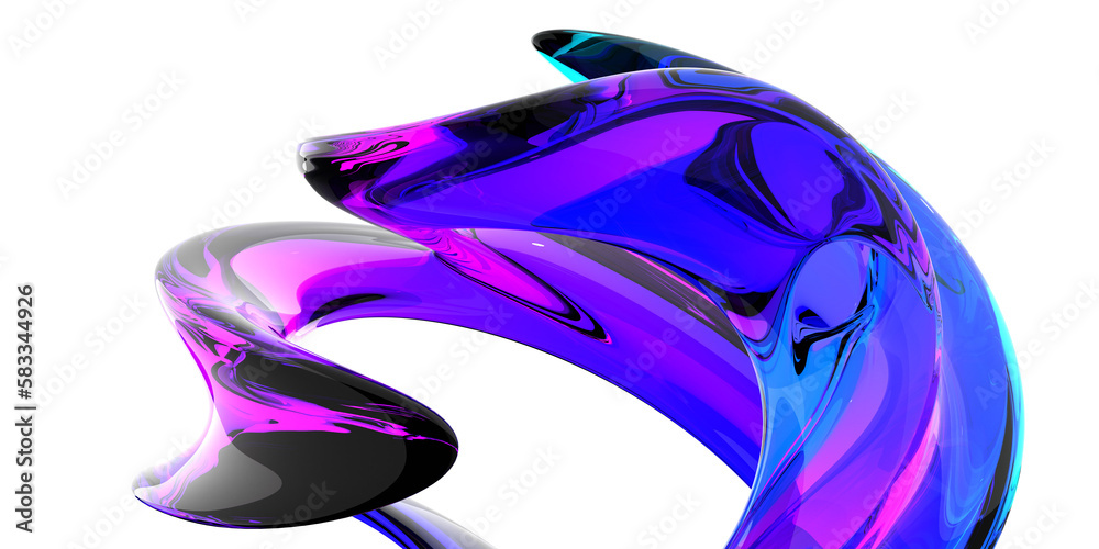Formas abstractas de cristal, render 3D - obrazy, fototapety, plakaty 