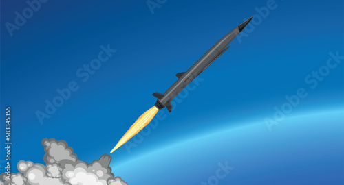 Hypersonic missile in the blue sky