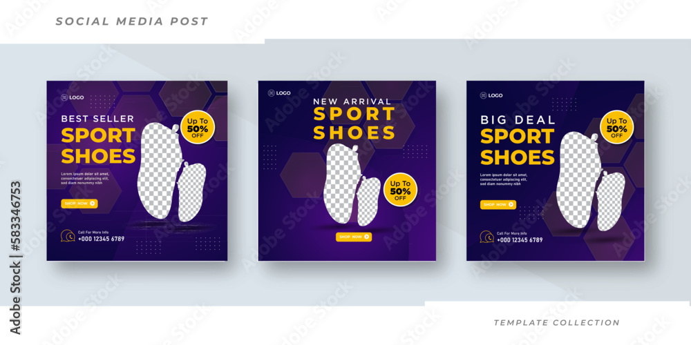 Shoes sport social media banner instagram post template design

