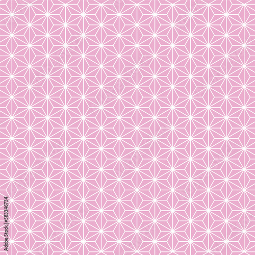 麻の葉模様 日本伝統模様 ピンク 2 © macaron