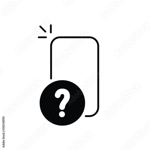 black phone with question mark like online voting icon. flat trend modern quiz logotype graphic web outline design element isolated on white. concept of easy request and inquiry or enquire badge