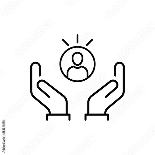 thin line customer or client retention. concept of niche marketing and consumer or worker support. flat linear style trend modern simple logotype graphic art design isolated on white background