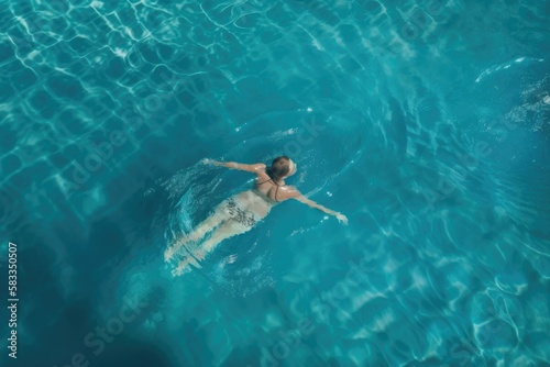 bikini woman swimming in the sea , ai generated