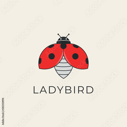 ladybird line art logo design vector illustration