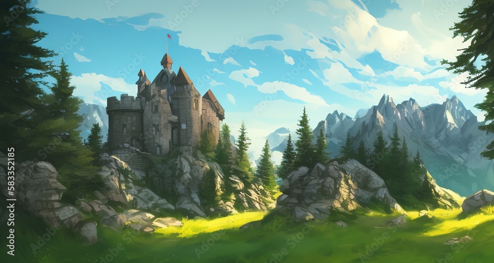 Ilustración de castillo, fantasía