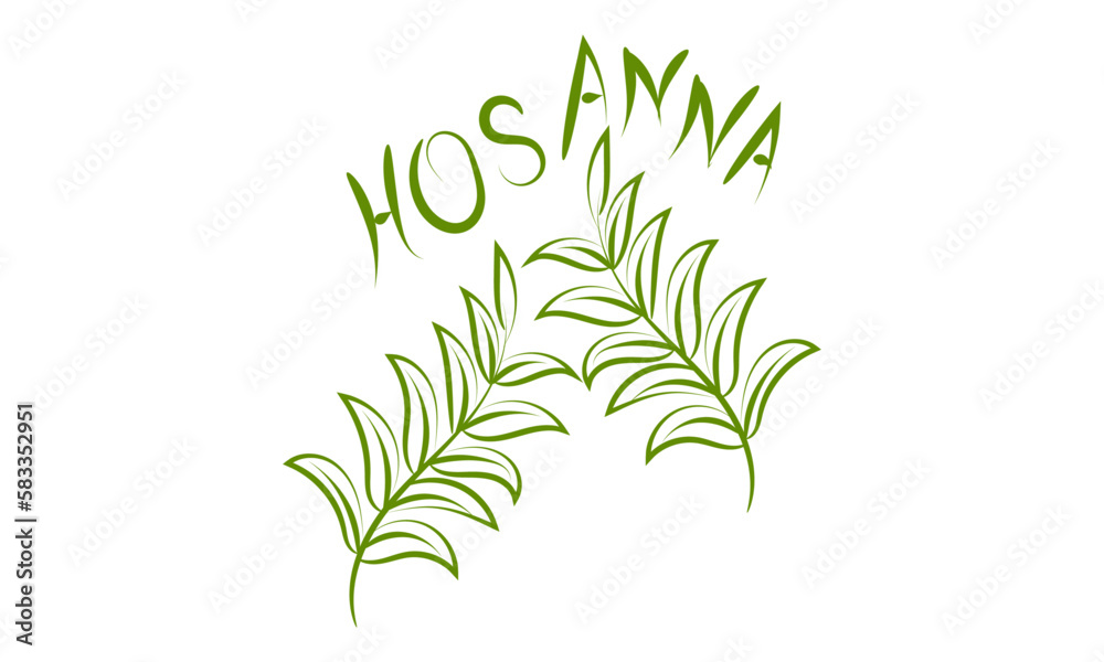 Naklejka premium A Christian Palm Sunday religious holiday with palm branches and leaves