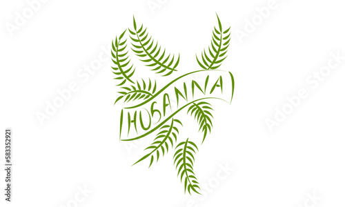 A Christian Palm Sunday religious holiday with palm branches and leaves