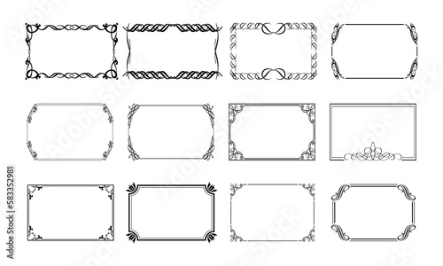 Decorative frames. Retro ornamental frame, vintage rectangle ornaments and ornate border. Decorative wedding frames, antique museum picture borders or deco devider. Isolated icons vector set