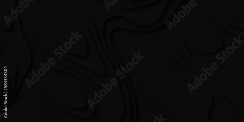 Abstract black wavy background papercut style layer for web banner or poster design