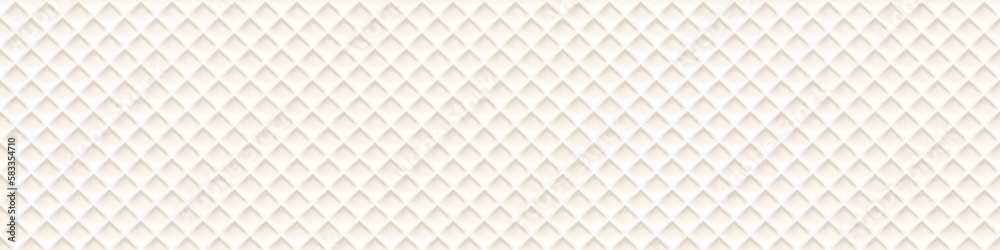 White seamless waffle towel fabric texture vector. Abstract 3d cotton weave background cloth material structure. Clean wafer surface textile wallpaper repeat illustration. Simple motif backdrop.